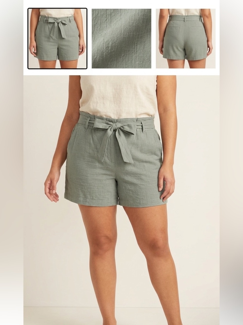 NWOT Maurices Women's High-Waist Tie-Front Shorts — Sage